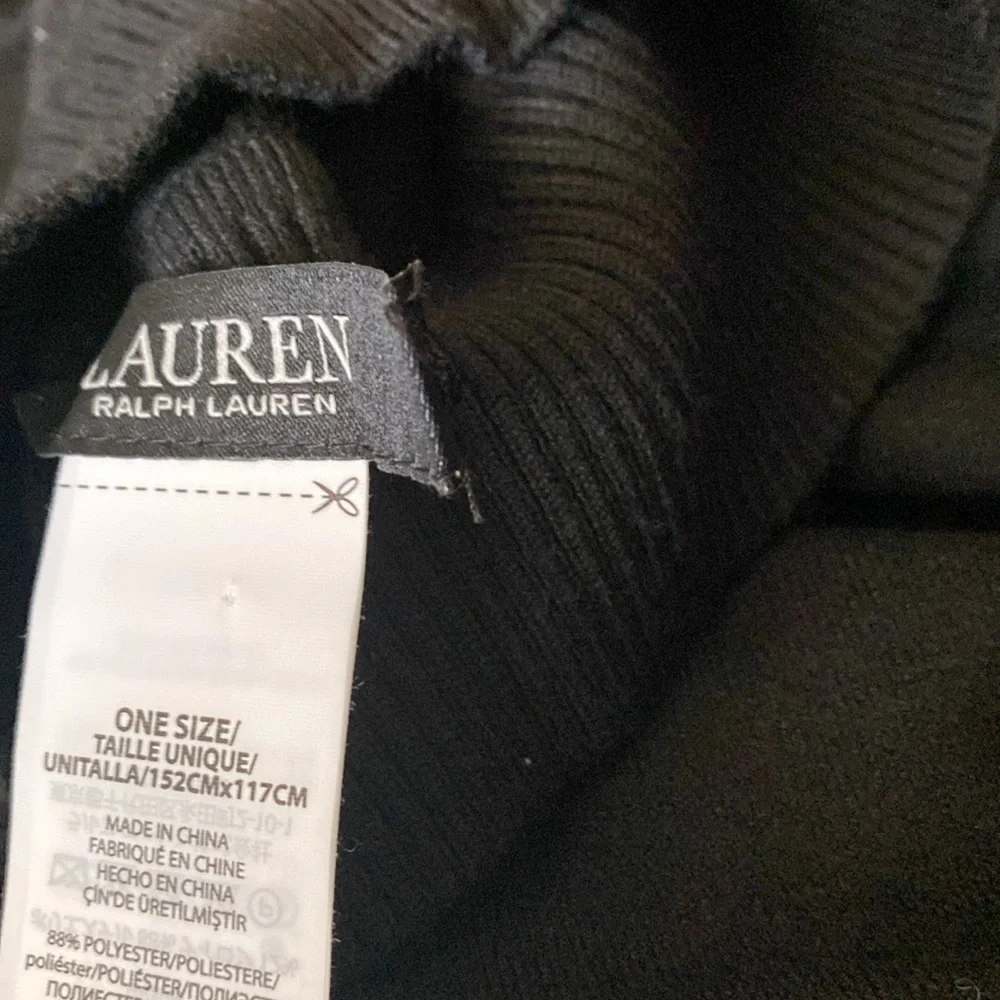 LAUREN RALPH LAUREN TURTLENECK WRAP SHAWL ONE SIZE BLACK - Picture 8 of 8